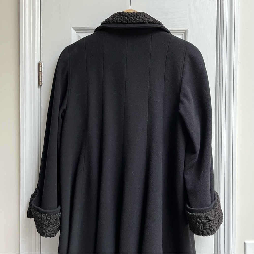 🚫SOLD🚫 [vintage] curly lambswool longline coat 1980s black - Picture 7 of 11